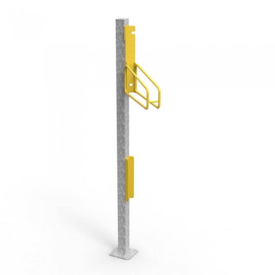 e3vr 45l angled vertical bike rack with e3vr p post perspective
